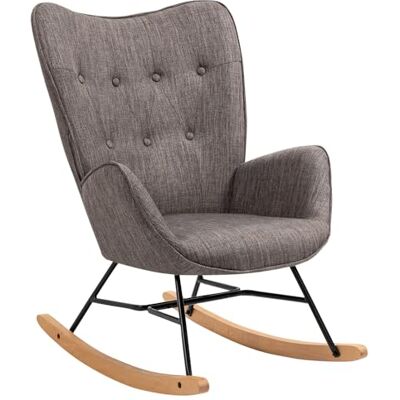MEUBLE COSY Schaukelstuhl Sessel Schaukelsessel Stillstuhl Schwingstuhl mit Armlehnen Gepolsterter Sitzfläche für Wohnzimmer Schlafzimmer, Balkon, Stoff und Holzkufen, Bis 120 kg Belastbar, Dunkelgrau MEUBLE COSY Schaukelstuhl Sessel Schaukelsessel Stillstuhl Schwingstuhl mit Armlehnen Gepolsterter Sitzfläche für Wohnzimmer Schlafzimmer, Balkon, Stoff und Holzkufen, Bis 120 kg Belastbar, Dunkelgrau