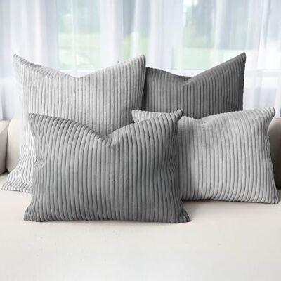 Amilian Dekokissen 4er Set mit Füllung – Sofakissen Set 2x 50x50 cm & 2x 35x45 cm – Weiche Zierkissen, Couchkissen für Sofa Nachtnebel/Nebelklang Amilian Dekokissen 4er Set mit Füllung – Sofakissen Set 2x 50x50 cm & 2x 35x45 cm – Weiche Zierkissen, Couchkissen für Sofa Nachtnebel/Nebelklang