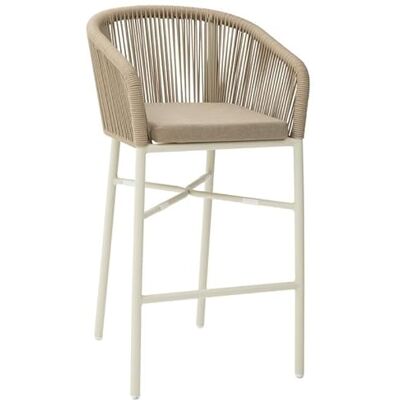 DRW Außenhocker aus Aluminium und Seil mit Kissen in Taupe, 105 x 56 x 59 cm DRW Außenhocker aus Aluminium und Seil mit Kissen in Taupe, 105 x 56 x 59 cm