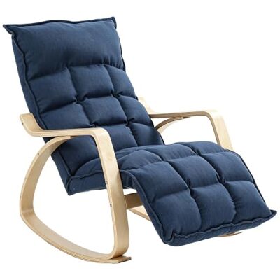 HOMCOM Schaukelstuhl Schaukelsessel mit Hoher Rückenlehne Dunkelblau 5-Fach Verstellbare Fußstütze, Sessel Relaxsessel mit Leinenoptik, für Wohnzimmer, Schlafzimmer HOMCOM Schaukelstuhl Schaukelsessel mit Hoher Rückenlehne Dunkelblau 5-Fach Verstellbare Fußstütze, Sessel Relaxsessel mit Leinenoptik, für Wohnzimmer, Schlafzimmer