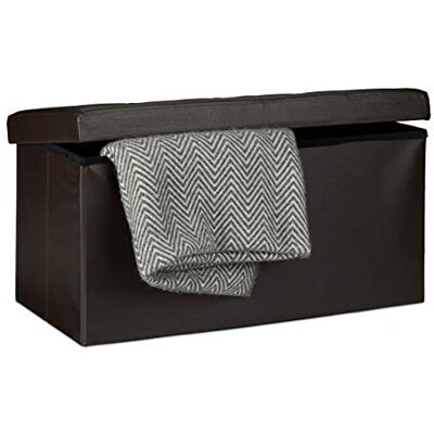Relaxdays Faltbare Sitzbank Größe L aus Kunstleder H x B x T 38 x 78 x 38 cm stabiler Sitzcube mit praktischer Fußablage als Sitzwürfel als Aufbewahrungsbox mit Stauraum und Deckel zum Abnehmen, Braun, 10019044_93 Relaxdays Faltbare Sitzbank Größe L aus Kunstleder H x B x T 38 x 78 x 38 cm stabiler Sitzcube mit praktischer Fußablage als Sitzwürfel als Aufbewahrungsbox mit Stauraum und Deckel zum Abnehmen, Braun, 10019044_93