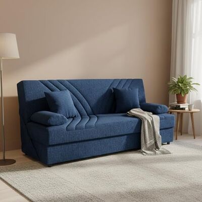 Dmora Schlafsofa 3-Sitzer Ramon 181x81 cm Blau mit Stauraum Dmora Schlafsofa 3-Sitzer Ramon 181x81 cm Blau mit Stauraum