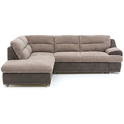 Mivano Ecksofa Coast / Große Sofagarnitur in L-Form mit Ottomane links / 264 x 88 x 217 / Materialmix: Braun/Dunkelbraun Mivano Ecksofa Coast / Große Sofagarnitur in L-Form mit Ottomane links / 264 x 88 x 217 / Materialmix: Braun/Dunkelbraun