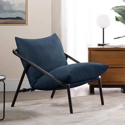Zinus Ada Loungesessel, Navy blau, Sessel, Metallrahmen mit zerkleinerten Schaumstoffpolstern Zinus Ada Loungesessel, Navy blau, Sessel, Metallrahmen mit zerkleinerten Schaumstoffpolstern