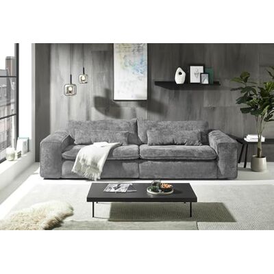 Stella Trading Big Sofa 300 cm breit, Modell Vince, Tiefe Sitzfläche, pflegeleichter Stoffbezug, Nosagfederung, Rücken echt bezogen, mittlere Sitzhärte, inkl. 2 Rückenkissen, 2 Nierenkissen, Grau Stella Trading Big Sofa 300 cm breit, Modell Vince, Tiefe Sitzfläche, pflegeleichter Stoffbezug, Nosagfederung, Rücken echt bezogen, mittlere Sitzhärte, inkl. 2 Rückenkissen, 2 Nierenkissen, Grau