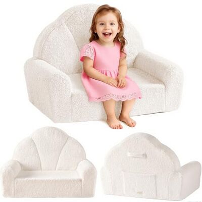 ROBUD Kindersofa für Mädchen, Bequemer Kindersessel, Spielzimmer-Sofa für Lesen & Spielen, Abnehmbarer Bezug, Weiß ROBUD Kindersofa für Mädchen, Bequemer Kindersessel, Spielzimmer-Sofa für Lesen & Spielen, Abnehmbarer Bezug, Weiß