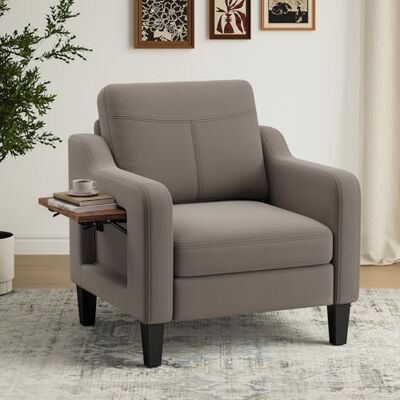 MALOL Sessel Wohnzimmer, Ohrensessel Wohnzimmer mit Ausklappbarer Holzseitentisch, Polstersessel mit Armlehnen Einzelsofa, Relaxsessel,Lesesessel für Wohnzimmer Büro Schlafzimmer, Braun MALOL Sessel Wohnzimmer, Ohrensessel Wohnzimmer mit Ausklappbarer Holzseitentisch, Polstersessel mit Armlehnen Einzelsofa, Relaxsessel,Lesesessel für Wohnzimmer Büro Schlafzimmer, Braun