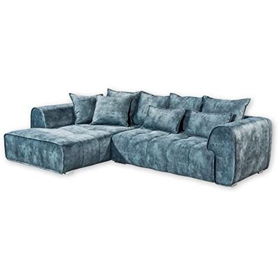 Stella Trading LONDON Ecksofa, Stoffbezug Smoke Blue Moderne Eckcouch in L-Form mit universell stellbarer Ottomane & dekorativer Steppung 320 x 72 (92) x 197 (B/H/T) Stella Trading LONDON Ecksofa, Stoffbezug Smoke Blue Moderne Eckcouch in L-Form mit universell stellbarer Ottomane & dekorativer Steppung 320 x 72 (92) x 197 (B/H/T)