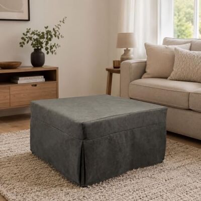 Dmora Puof in ein Einzelbett umwandelbar, Made in Italy, Klappbett, Pouf mit abnehmbarem, platzsparendem Stoff für das Wohnzimmer, cm 78x78 / 195h45, Braun Dmora Puof in ein Einzelbett umwandelbar, Made in Italy, Klappbett, Pouf mit abnehmbarem, platzsparendem Stoff für das Wohnzimmer, cm 78x78 / 195h45, Braun