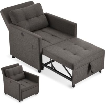 tectake ® Schlafsessel 3in1, verstellbare Rückenlehne, 82 x 80 x 86 cm Belastbarkeit 150 kg, inkl. Ladestation für USB-A und USB-C, 2 große Seitentaschen, Liegesessel, Schlafsofa dunkelgrau tectake ® Schlafsessel 3in1, verstellbare Rückenlehne, 82 x 80 x 86 cm Belastbarkeit 150 kg, inkl. Ladestation für USB-A und USB-C, 2 große Seitentaschen, Liegesessel, Schlafsofa dunkelgrau