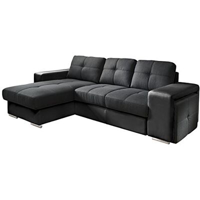 Mivano Cotta C209661 C310/H360 Polsterecke mit Schlaffunktion und Bettkasten, 157 x 278 cm, Kunstleder und Strukturstoff im schwarz Mivano Cotta C209661 C310/H360 Polsterecke mit Schlaffunktion und Bettkasten, 157 x 278 cm, Kunstleder und Strukturstoff im schwarz