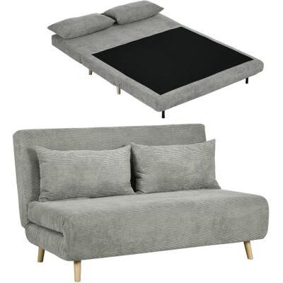 HOMCOM 3 in 1 Schlafsofa Klappbar 191 x 141 cm Schlaffunktion Grau 2 Sitzer Sofa, Couch Schlafcouch, 3-Stufig Verstellbare Rückenlehne, Kordoptik, Wohnzimmer HOMCOM 3 in 1 Schlafsofa Klappbar 191 x 141 cm Schlaffunktion Grau 2 Sitzer Sofa, Couch Schlafcouch, 3-Stufig Verstellbare Rückenlehne, Kordoptik, Wohnzimmer