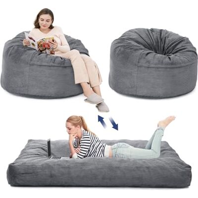 GarveeHome 2-in-1-Wandelbarer Sitzsack Mit Cordbezug, Schlafsofa Mit Maschinenwaschbarem Bezug, Bodenbett Mit Dicker Polsterung, Für Schlafzimmer Und Wohnzimmer GarveeHome 2-in-1-Wandelbarer Sitzsack Mit Cordbezug, Schlafsofa Mit Maschinenwaschbarem Bezug, Bodenbett Mit Dicker Polsterung, Für Schlafzimmer Und Wohnzimmer
