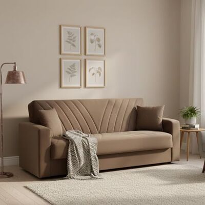 Dmora Schlafsofa 3-Sitzer Jorge 214x81 cm Beige, Stauraum Dmora Schlafsofa 3-Sitzer Jorge 214x81 cm Beige, Stauraum