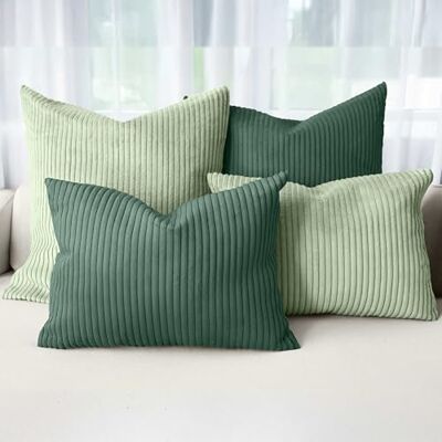 Amilian Dekokissen 4er Set mit Füllung – Sofakissen Set 2x 50x50 cm & 2x 35x45 cm – Weiche Zierkissen, Couchkissen für Sofa Blattpoesie/Schattenwald Amilian Dekokissen 4er Set mit Füllung – Sofakissen Set 2x 50x50 cm & 2x 35x45 cm – Weiche Zierkissen, Couchkissen für Sofa Blattpoesie/Schattenwald