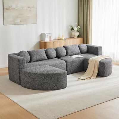 Merax Modulares Ecksofa mit Schlaffunktion, Boneless Sofa Cloud Couch aus bequemer Chenille, 292cm Wohnlandschaft, Schaumstoff-Sofa ohne Gestell, frei kombinierbar, keine Montage erforderlich, Schwarz Merax Modulares Ecksofa mit Schlaffunktion, Boneless Sofa Cloud Couch aus bequemer Chenille, 292cm Wohnlandschaft, Schaumstoff-Sofa ohne Gestell, frei kombinierbar, keine Montage erforderlich, Schwarz