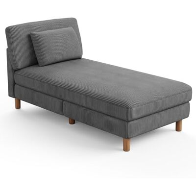 Vesgantti Cord Chaise Lounge Sofa, gepolstertes schlafsessel mit Kissen, Schlafsofa perfekt für Wohnzimmer, Schlafzimmer, Büro, Kleiner Raum, werkzeuglose Montage, 158 * 83 * 84cm Vesgantti Cord Chaise Lounge Sofa, gepolstertes schlafsessel mit Kissen, Schlafsofa perfekt für Wohnzimmer, Schlafzimmer, Büro, Kleiner Raum, werkzeuglose Montage, 158 * 83 * 84cm