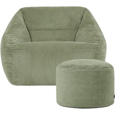 Icon Natalia Sitzsack Sessel und Hocker mit Füllung, Grün Icon Natalia Sitzsack Sessel und Hocker mit Füllung, Grün