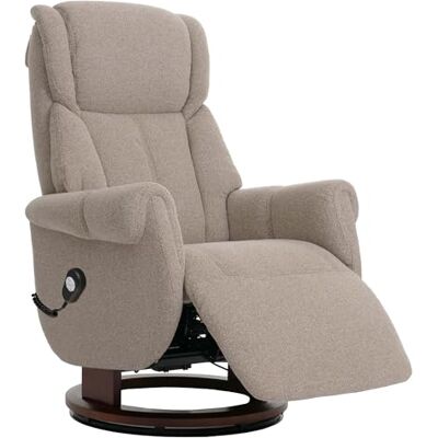 MCA Relaxsessel + Aufstehhilfe HWC-N58 Bouclé braun, Holz walnussfarben Fernsehsessel, Sessel, Fußstütze, Stoff MCA Relaxsessel + Aufstehhilfe HWC-N58 Bouclé braun, Holz walnussfarben Fernsehsessel, Sessel, Fußstütze, Stoff