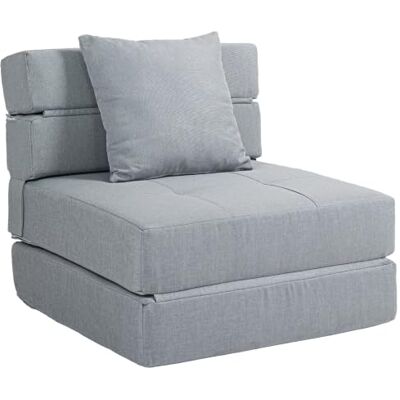 HOMCOM Schlafsessel klappbar 2-in-1 mit Bettfunktion 120 kg Hellgrau Schlafsofa, Klappsessel, Relaxsessel mit Kissen, Klappsofa faltbar, Gästebett Wohnzimmer, Schlafzimmer HOMCOM Schlafsessel klappbar 2-in-1 mit Bettfunktion 120 kg Hellgrau Schlafsofa, Klappsessel, Relaxsessel mit Kissen, Klappsofa faltbar, Gästebett Wohnzimmer, Schlafzimmer