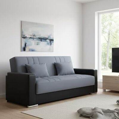 Dmora Sofa Bett 3-Sitzer Sergio 230x96 cm Schwarz, Stauraum Dmora Sofa Bett 3-Sitzer Sergio 230x96 cm Schwarz, Stauraum