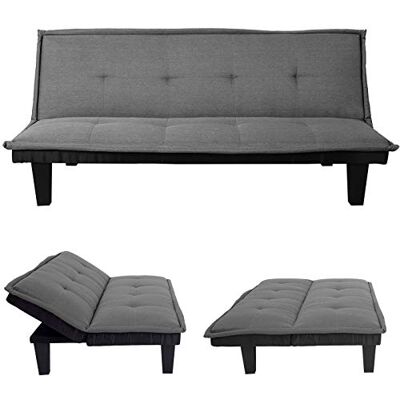 Mendler 3er-Sofa HWC-C87, Schlaffunktion 170x100cm Textil, dunkelgrau Couch, Schlafsofa, Gästebett, Bettsofa, Klappsofa Mendler 3er-Sofa HWC-C87, Schlaffunktion 170x100cm Textil, dunkelgrau Couch, Schlafsofa, Gästebett, Bettsofa, Klappsofa