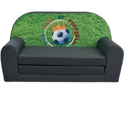 FORTISLINE Kindersofa MINI ausklappbar 78 x 40 x 45 cm Kindercouch aus Mikrofaser mit Liegefläche 104 cm, abnehmbarem waschbarem Bezug, Oeko-TEX Standard 100, King of Football FORTISLINE Kindersofa MINI ausklappbar 78 x 40 x 45 cm Kindercouch aus Mikrofaser mit Liegefläche 104 cm, abnehmbarem waschbarem Bezug, Oeko-TEX Standard 100, King of Football