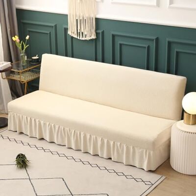 LJQAIZYL Sofabezug Ohne Armlehnen Beige/Grau 3/2 Sitzer Bettcouch Schonbezug Schutzhülle Rutschfest Stretch Futon-Sofa-Sitzbezüge Faltbar Schlafsofa Sofabettüberzug Ohne Armlehne mit Rock (150-190cm,Beige) LJQAIZYL Sofabezug Ohne Armlehnen Beige/Grau 3/2 Sitzer Bettcouch Schonbezug Schutzhülle Rutschfest Stretch Futon-Sofa-Sitzbezüge Faltbar Schlafsofa Sofabettüberzug Ohne Armlehne mit Rock (150-190cm,Beige)