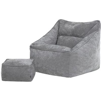Icon Natalia Chenille Sitzsack Sessel und Hocker mit Füllung, Grau In Deutschland Hergestellt, Sitzsack Erwachsene, Weich Chenille Stoff, Bequemer Sessel für Schlafzimmer und Wohnzimmer Icon Natalia Chenille Sitzsack Sessel und Hocker mit Füllung, Grau In Deutschland Hergestellt, Sitzsack Erwachsene, Weich Chenille Stoff, Bequemer Sessel für Schlafzimmer und Wohnzimmer