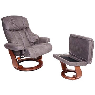 MCA Relaxsessel Calgary XXL dunkelgrau, Gestell Walnuss-Optik TV-Sessel Hocker, 180kg belastbar Stoff/Textil MCA Relaxsessel Calgary XXL dunkelgrau, Gestell Walnuss-Optik TV-Sessel Hocker, 180kg belastbar Stoff/Textil