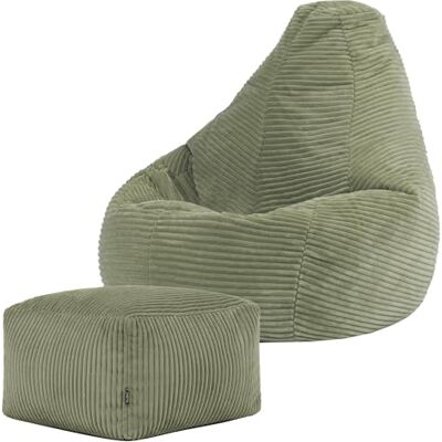 Icon Dalton Sitzsack Kinder mit Hocker, Grün, Flauschiger Cord Stoff, Sitzsack Cord mit Füllung, Bequemer Kinder Gaming Sessel, Kuschelsessel, Lese Sessel, Schlafzimmer, Kinderzimmer, Spielzimmer Icon Dalton Sitzsack Kinder mit Hocker, Grün, Flauschiger Cord Stoff, Sitzsack Cord mit Füllung, Bequemer Kinder Gaming Sessel, Kuschelsessel, Lese Sessel, Schlafzimmer, Kinderzimmer, Spielzimmer