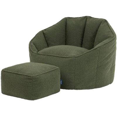 Icon Sirena Bouclé Stoff Sitzsack Sessel und Hocker mit Füllung, Grün In Deutschland Hergestellt, Sitzsack Erwachsene, Weicher Bouclé Stoff, Bequemer Sessel für Wohnzimmer und Schlafzimmer Icon Sirena Bouclé Stoff Sitzsack Sessel und Hocker mit Füllung, Grün In Deutschland Hergestellt, Sitzsack Erwachsene, Weicher Bouclé Stoff, Bequemer Sessel für Wohnzimmer und Schlafzimmer