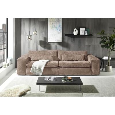 Stella Trading Big Sofa 300 cm breit, Modell Vince, Tiefe Sitzfläche, pflegeleichter Stoffbezug, Nosagfederung, Rücken echt bezogen, mittlere Sitzhärte, inkl. 2 Rückenkissen, 2 Nierenkissen, Braungrau Stella Trading Big Sofa 300 cm breit, Modell Vince, Tiefe Sitzfläche, pflegeleichter Stoffbezug, Nosagfederung, Rücken echt bezogen, mittlere Sitzhärte, inkl. 2 Rückenkissen, 2 Nierenkissen, Braungrau