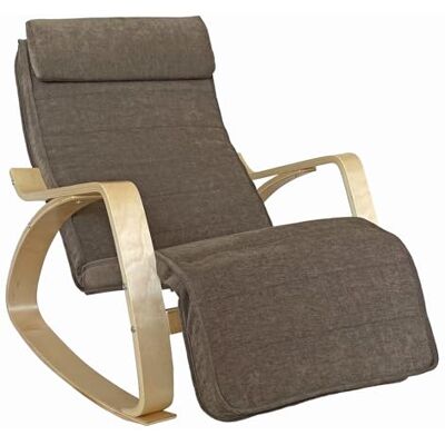 Brigros WeHome Swing Amor Schaukelstuhl mit Armlehnen aus Holz, Rocking Chair, Schaukelsessel mit Verstellbarer Fußstütze, Wohnzimmerstuhl, Schlafzimmersessel (Stoff, braun) Brigros WeHome Swing Amor Schaukelstuhl mit Armlehnen aus Holz, Rocking Chair, Schaukelsessel mit Verstellbarer Fußstütze, Wohnzimmerstuhl, Schlafzimmersessel (Stoff, braun)