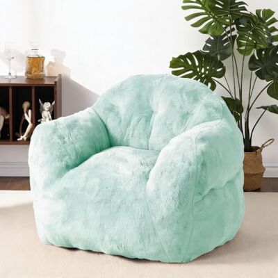 GarveeMore Riesiger Bohnensack-Sessel Für Erwachsene Mit Armlehnen, Weichem Kunst-Kaninchenfell, Hochdichter Schaumstoff – Für Wohnzimmer, Schlafzimmer & WG GarveeMore Riesiger Bohnensack-Sessel Für Erwachsene Mit Armlehnen, Weichem Kunst-Kaninchenfell, Hochdichter Schaumstoff – Für Wohnzimmer, Schlafzimmer & WG