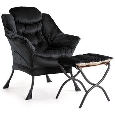 GarveeHome Lazy Chair Mit Ottomane, Großer Lounge-Sessel Akzentstuhl, Bequemer Lesesessel Mit Klappbarer Fußstütze Und Seitentasche Für Wohnzimmer, Schlafzimmer Und Büro GarveeHome Lazy Chair Mit Ottomane, Großer Lounge-Sessel Akzentstuhl, Bequemer Lesesessel Mit Klappbarer Fußstütze Und Seitentasche Für Wohnzimmer, Schlafzimmer Und Büro