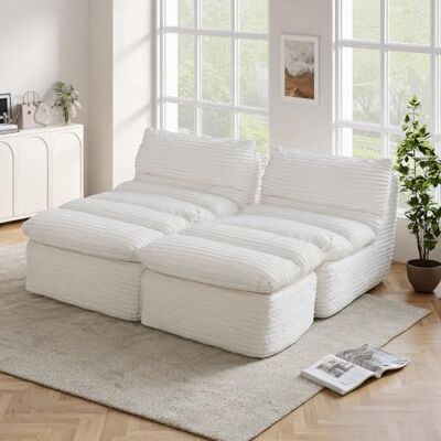 MALOL Schlafsofa 2er Set, Sofas & Couches mit Ottomane, Boneless Couch mit Schlaffunktion, Relaxsessel, Spielsofa, Schlafsofa & Gästebett für kleine Räume, Sessel fürs Schlafzimmer & Wohnzimmer, Beige MALOL Schlafsofa 2er Set, Sofas & Couches mit Ottomane, Boneless Couch mit Schlaffunktion, Relaxsessel, Spielsofa, Schlafsofa & Gästebett für kleine Räume, Sessel fürs Schlafzimmer & Wohnzimmer, Beige