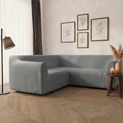 Italian Bed Linen Dahlia Sofabezug für Ecksofa, elastisch/dehnbar, Hellgrau Italian Bed Linen Dahlia Sofabezug für Ecksofa, elastisch/dehnbar, Hellgrau