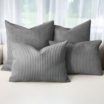 Amilian Dekokissen 4er Set mit Füllung – Sofakissen Set 2x 50x50 cm & 2x 35x45 cm – Weiche Zierkissen, Couchkissen für Sofa Nebelklang Amilian Dekokissen 4er Set mit Füllung – Sofakissen Set 2x 50x50 cm & 2x 35x45 cm – Weiche Zierkissen, Couchkissen für Sofa Nebelklang