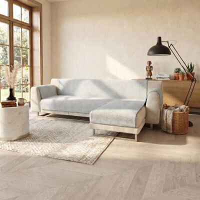 Italian Bed Linen Sofaüberwurf rutschfest, Comfort mit Halbinsel rechts und seitlichen Armlehnen, Made in Italy, Sitz Sofabezug 190 cm Hellgrau Italian Bed Linen Sofaüberwurf rutschfest, Comfort mit Halbinsel rechts und seitlichen Armlehnen, Made in Italy, Sitz Sofabezug 190 cm Hellgrau