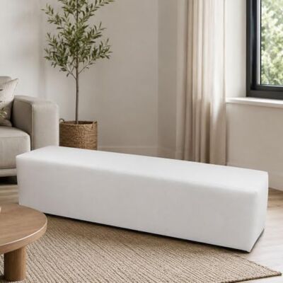 Talamo Italia Pouf Abra, Mehrzwecksessel, Sitzsack, Hockerhocker, Made in Italy, 180x40 h42 cm, Weiß Talamo Italia Pouf Abra, Mehrzwecksessel, Sitzsack, Hockerhocker, Made in Italy, 180x40 h42 cm, Weiß