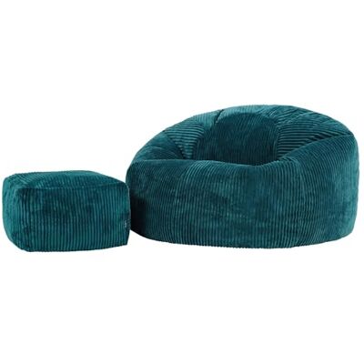 Icon Kingston XXL Sitzsack Cord mit Hocker, Blaugrün, Sitzsack Erwachsene mit Füllung, Bean Bag, Cord Sessel, Lounge Sessel, Lounge Stuhl, Schlafzimmer, Wohnzimmer, Wohnzimmer Möbel Icon Kingston XXL Sitzsack Cord mit Hocker, Blaugrün, Sitzsack Erwachsene mit Füllung, Bean Bag, Cord Sessel, Lounge Sessel, Lounge Stuhl, Schlafzimmer, Wohnzimmer, Wohnzimmer Möbel