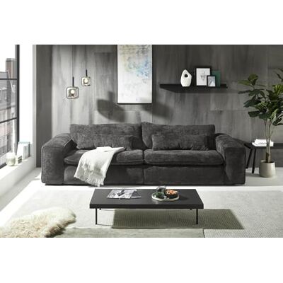 Stella Trading Big Sofa 300 cm breit, Modell Vince, Tiefe Sitzfläche, pflegeleichter Stoffbezug, Nosagfederung, Rücken echt bezogen, mittlere Sitzhärte, inkl. 2 Rückenkissen, 2 Nierenkissen, Schwarz Stella Trading Big Sofa 300 cm breit, Modell Vince, Tiefe Sitzfläche, pflegeleichter Stoffbezug, Nosagfederung, Rücken echt bezogen, mittlere Sitzhärte, inkl. 2 Rückenkissen, 2 Nierenkissen, Schwarz