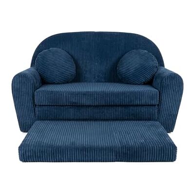 FORTISLINE Kindersofa XXL ausklappbar 96x57x48 cm Kindercouch aus Cord mit Liegefläche 165 cm, Kinderzimmer Sofa mit 2 Kissen, Abnehmbarer waschbarer Bezug, Oeko-TEX Standard 100 (Dunkelblau) FORTISLINE Kindersofa XXL ausklappbar 96x57x48 cm Kindercouch aus Cord mit Liegefläche 165 cm, Kinderzimmer Sofa mit 2 Kissen, Abnehmbarer waschbarer Bezug, Oeko-TEX Standard 100 (Dunkelblau)