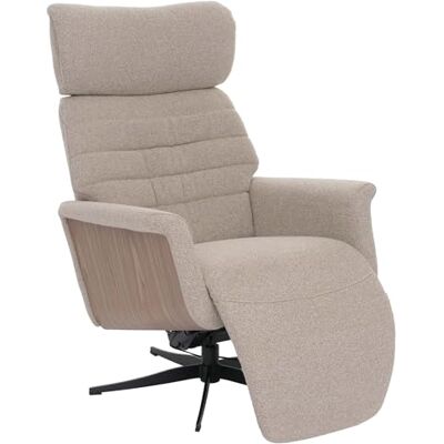 MCA Relaxsessel HWC-N56 Bouclé Stoff braun, Holz Walnuss-Optik Fernsehsessel, Liegesessel, Fußstütze, drehbar Stoff MCA Relaxsessel HWC-N56 Bouclé Stoff braun, Holz Walnuss-Optik Fernsehsessel, Liegesessel, Fußstütze, drehbar Stoff