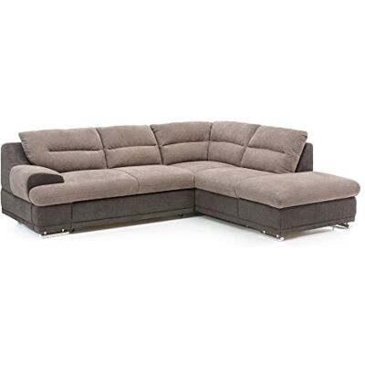 Mivano Schlafsofa Coast / Großes Ecksofa mit Schlaffunktion, Stauraum und Ottomane rechts / 264 x 88 x 217 / Materialmix: Braun/Dunkelbraun Mivano Schlafsofa Coast / Großes Ecksofa mit Schlaffunktion, Stauraum und Ottomane rechts / 264 x 88 x 217 / Materialmix: Braun/Dunkelbraun