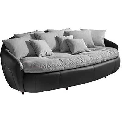 Mivano Megasofa Aruba / Großes Big Sofa mit Kissen / 238 x 80 x 140 / Materialmix Schwarz-Grau Mivano Megasofa Aruba / Großes Big Sofa mit Kissen / 238 x 80 x 140 / Materialmix Schwarz-Grau