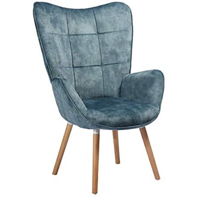 MEUBLE COSY Sessel Relaxsessel Lehnstühle Polstersessel Einzelsofa mit Holzbein Ohrensessel für Wohnzimmer Schlafzimmer Büro Vanity, Stoff, Blau MEUBLE COSY Sessel Relaxsessel Lehnstühle Polstersessel Einzelsofa mit Holzbein Ohrensessel für Wohnzimmer Schlafzimmer Büro Vanity, Stoff, Blau