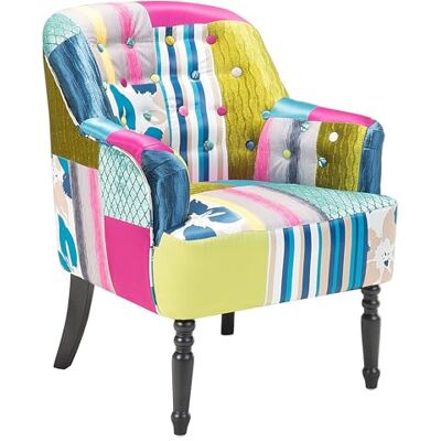 Beliani Trendy Sessel Polsterbezug dekorative Rückenlehne/Füße Patchwork bunt Mandal Beliani Trendy Sessel Polsterbezug dekorative Rückenlehne/Füße Patchwork bunt Mandal