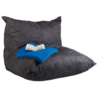 Relaxdays Sitzsack XXL, Bodenkissen mit Lehne, Velour-Optik, Füllung, für Erwachsene, Riesensitzkissen 535 l, Anthrazit Relaxdays Sitzsack XXL, Bodenkissen mit Lehne, Velour-Optik, Füllung, für Erwachsene, Riesensitzkissen 535 l, Anthrazit